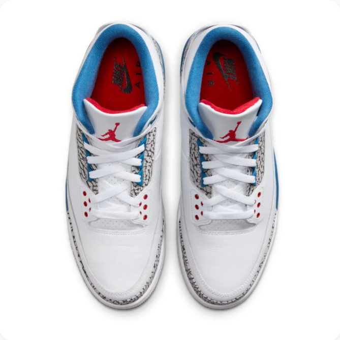 White & Blue Elephant-Print Mid-Top Sneakers