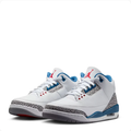 White & Blue Elephant-Print Mid-Top Sneakers