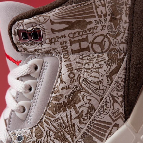 Brown & Cream Graphic-Print Mid-Top Sneakers