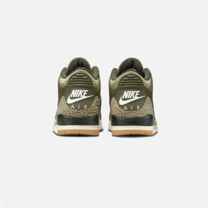 Olive Green Elephant-Print Mid-Top Sneakers with Gum-Colored Soles