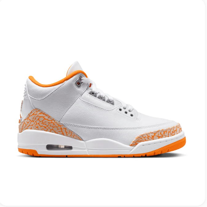 White & Orange Elephant-Print Mid-Top Sneakers