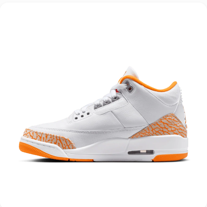 White & Orange Elephant-Print Mid-Top Sneakers