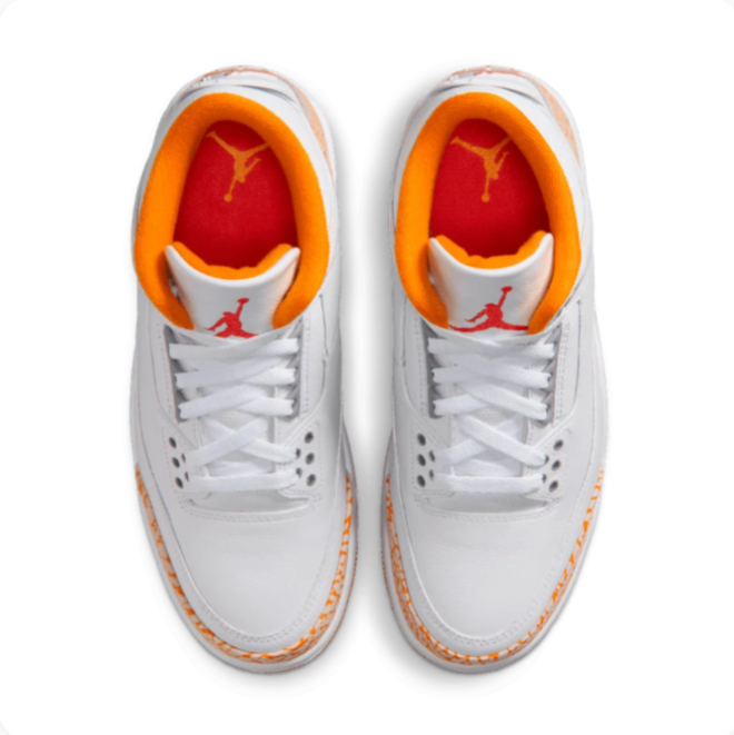 White & Orange Elephant-Print Mid-Top Sneakers
