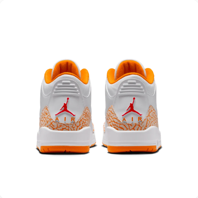 White & Orange Elephant-Print Mid-Top Sneakers