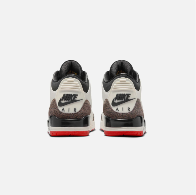 Cream & Brown Elephant-Print Mid-Top Sneakers with Red Accents