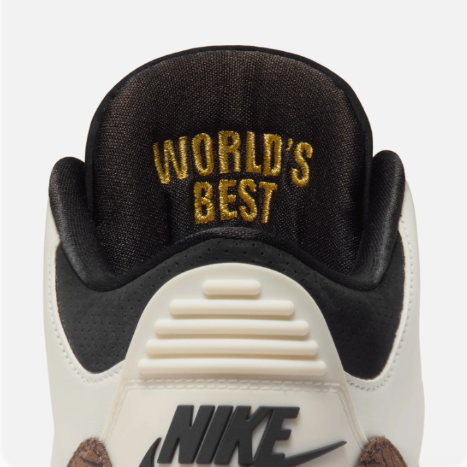 Cream & Brown Elephant-Print Mid-Top Sneakers with Red Accents