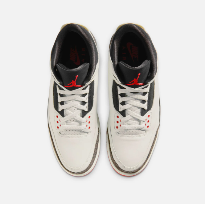 Cream & Brown Elephant-Print Mid-Top Sneakers with Red Accents