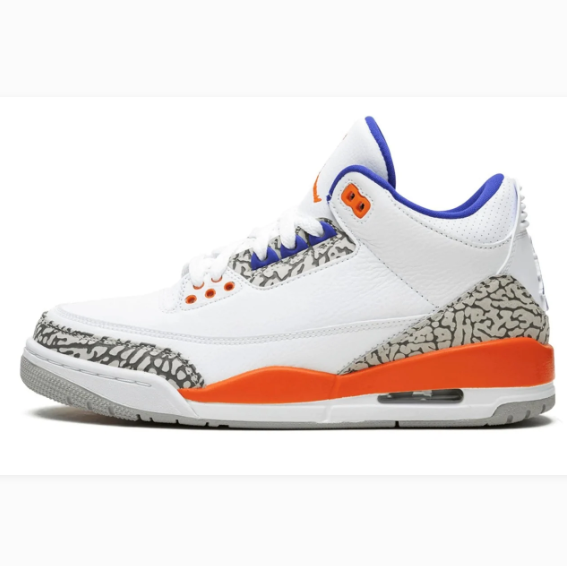 White, Orange & Blue Elephant-Print Mid-Top Sneakers