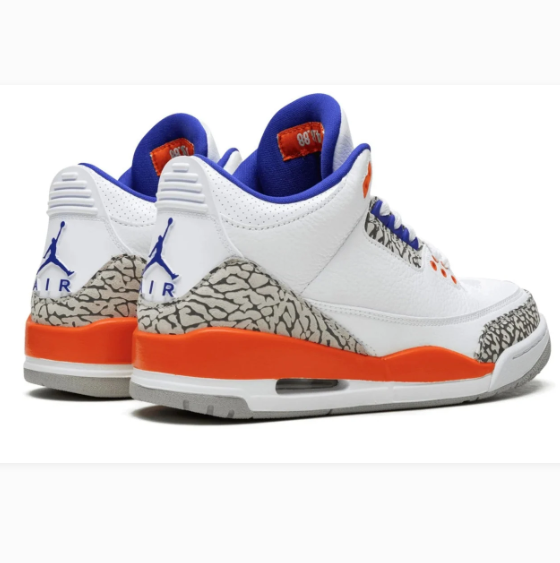 White, Orange & Blue Elephant-Print Mid-Top Sneakers