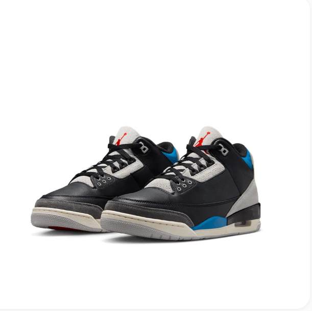 Black & Bright Blue Mid-Top Sneakers with Light Gray Panels