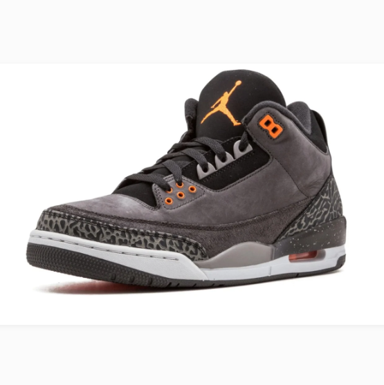 Charcoal Gray Elephant-Print Mid-Top Sneakers with Orange Accents
