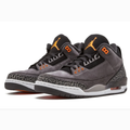 Charcoal Gray Elephant-Print Mid-Top Sneakers with Orange Accents