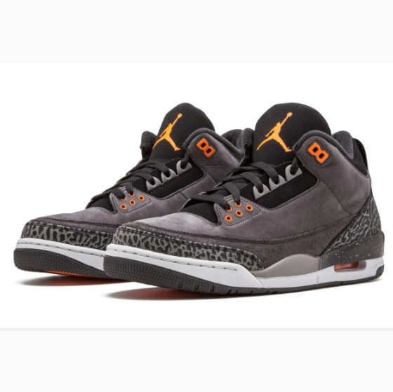 Charcoal Gray Elephant-Print Mid-Top Sneakers with Orange Accents
