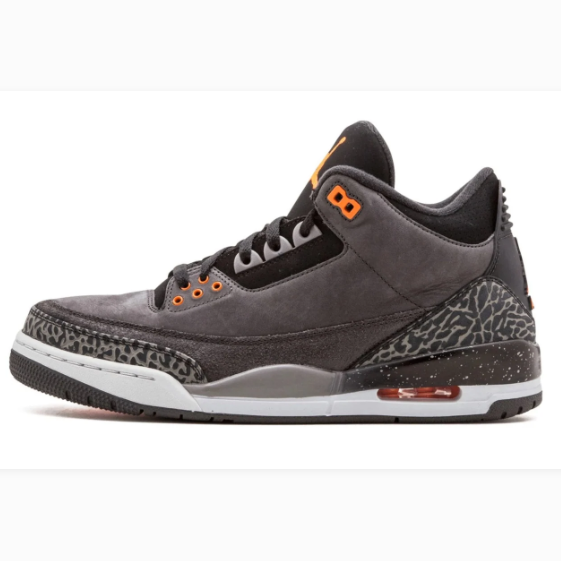 Charcoal Gray Elephant-Print Mid-Top Sneakers with Orange Accents