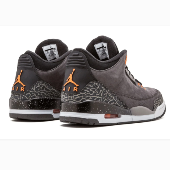 Charcoal Gray Elephant-Print Mid-Top Sneakers with Orange Accents