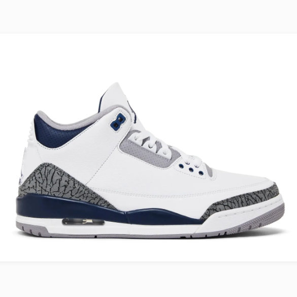 White & Navy Elephant-Print Mid-Top Sneakers