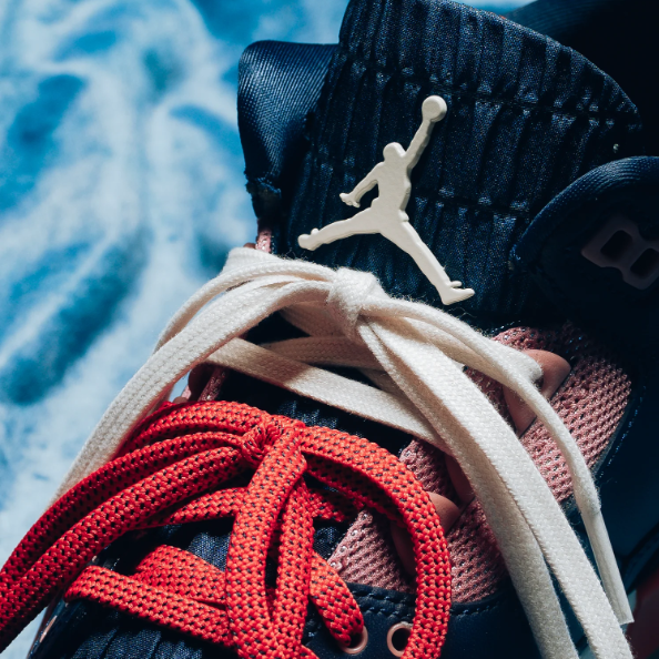Navy Mid-Top Sneakers with Mismatched Blue & Red Accents